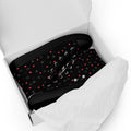 Black high-top canvas shoes for women with speckled diamond design by Daemon Luxury, stylish and comfortable footwear.