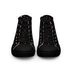 Black high-top canvas shoes with speckled diamond design from Daemon Luxury's NEMESIS Female collection.
