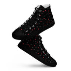 Black high-top canvas shoes with speckled diamond design from Daemon Luxury's NEMESIS Female collection.