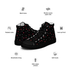 Black women's high-top canvas shoes with speckled diamond pattern by Daemon Luxury, featuring stylish and comfortable design.