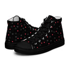 Black high-top canvas shoes for women featuring speckled diamond designs by Daemon Luxury.