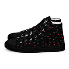 Black women's high-top canvas shoes featuring speckled diamond designs by Daemon Luxury, style NEMESIS Female.
