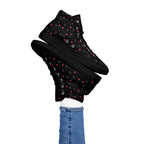 Black women's high-top canvas shoes featuring Speckled Diamonds design by Daemon Luxury, with a sleek and stylish look.