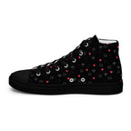 Black women's high-top canvas shoes with speckled diamond patterns from Daemon Luxury's NEMESIS Female collection.