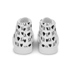 White high-top canvas shoes featuring Dim Diamonds Artica Blizzard design by Daemon Luxury for women.