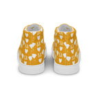 White high-top canvas shoes for women with frosted diamond details by Daemon Luxury, featuring a stylish back view.