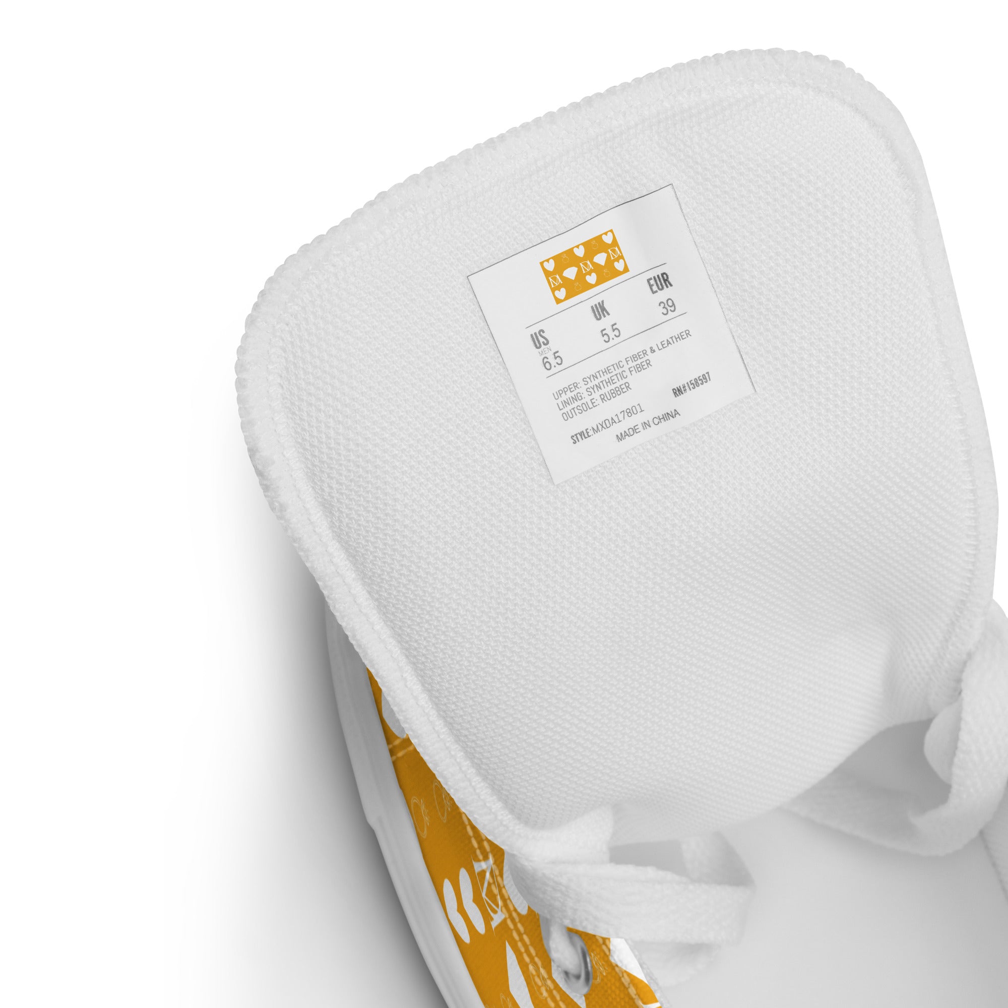 White Daemon Luxury Frosted Diamonds Tarmin Honeybees female high-top canvas shoes with branding details.