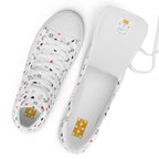 White high-top canvas shoes with speckled diamond pattern from Daemon Luxury Artica Blizzard Female collection.