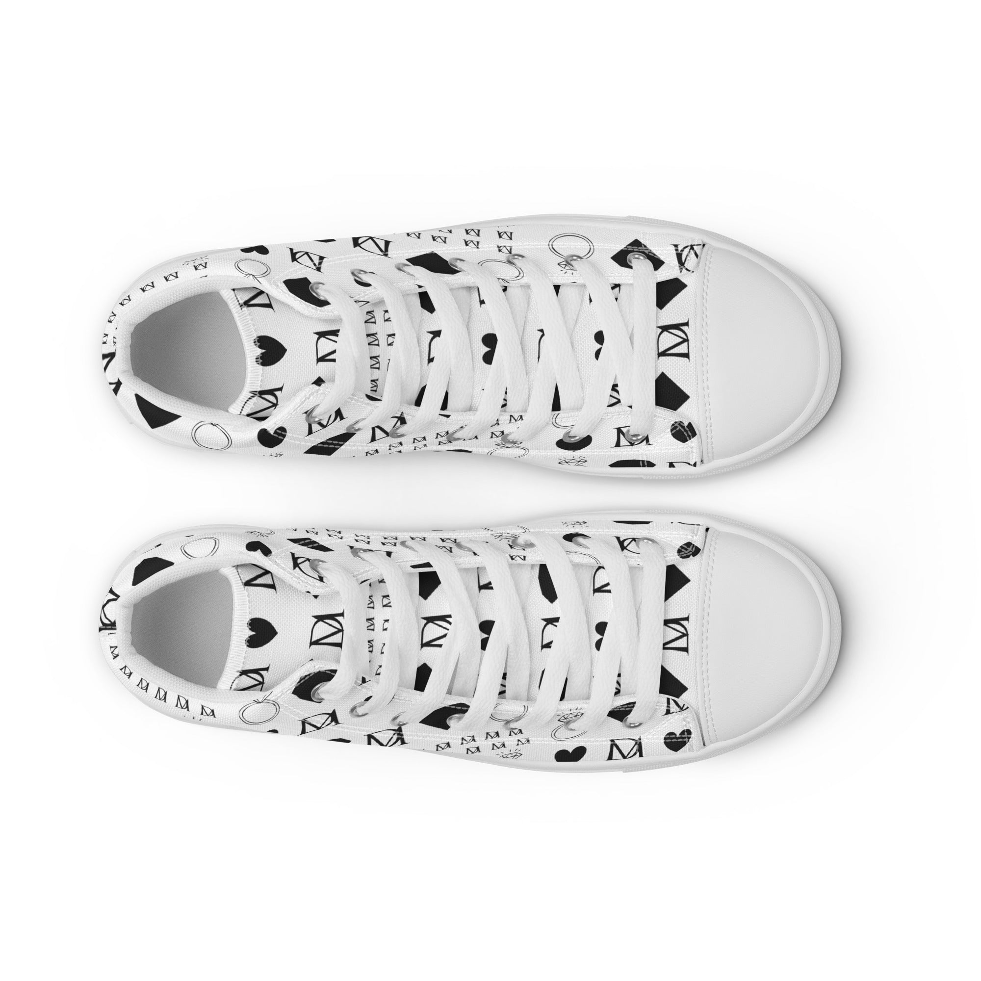 White high-top canvas shoes from Daemon Luxury's Dim Diamonds Artica Blizzard Female collection, featuring stylish front detail.