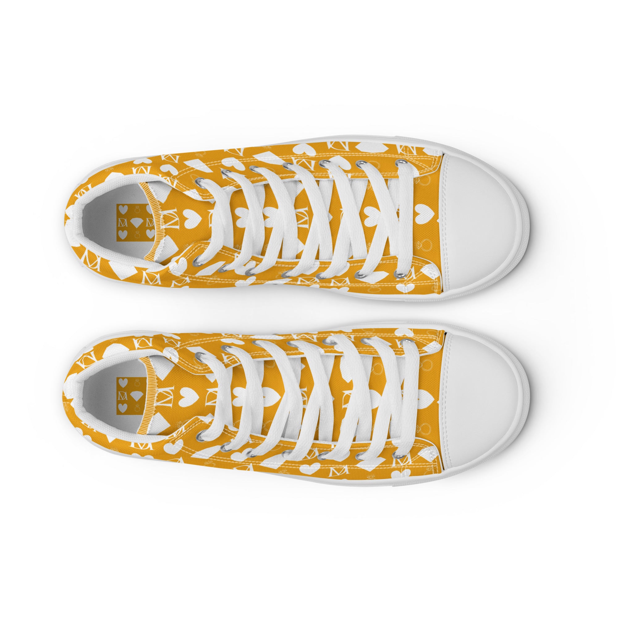 White women's high-top canvas shoes featuring frosted diamond details by Daemon Luxury, stylish and comfortable for everyday wear.