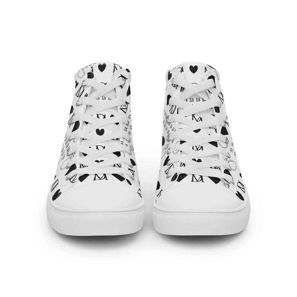 White high-top canvas shoes from Daemon Luxury's Dim Diamonds Artica Blizzard Female collection, featuring stylish design details.