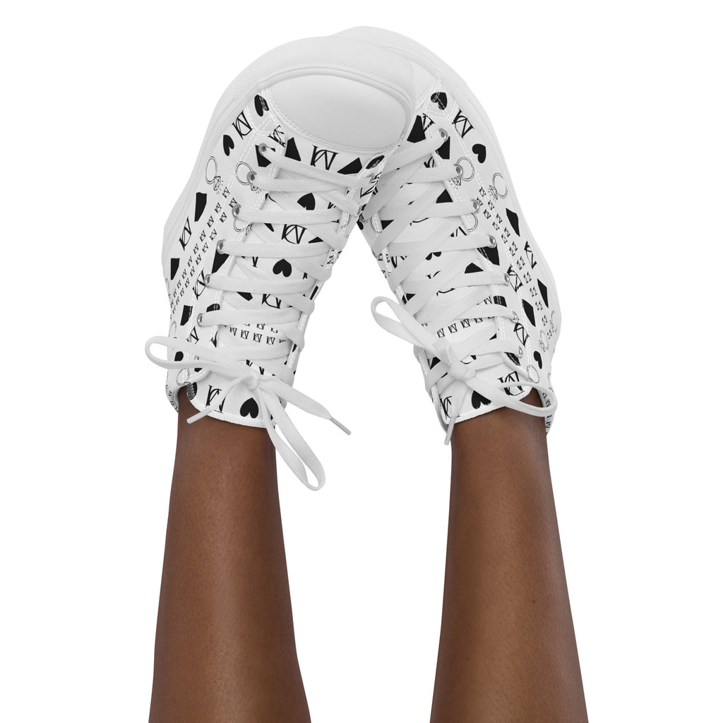 White high-top canvas shoes from Daemon Luxury's Dim Diamonds Artica Blizzard Female collection.