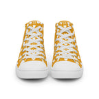 White high-top canvas shoes for women with frosted diamond design by Daemon Luxury, featuring stylish and comfortable footwear.