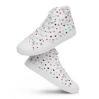 White women's high-top canvas shoes featuring speckled diamond patterns from Daemon Luxury Artica Blizzard collection.