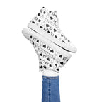 White women's high-top canvas shoes from Daemon Luxury's Dim Diamonds Artica Blizzard collection, shown from the left side.