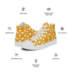 White women's high-top canvas shoes from Daemon Luxury featuring frosted diamond accents and stylish design.