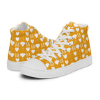 White high-top canvas shoes featuring frosted diamond accents by Daemon Luxury for women.