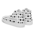 White high-top canvas shoes from Daemon Luxury's Dim Diamonds Artica Blizzard Female collection, shown from back and left side.