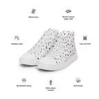 White women's high-top canvas shoes with speckled diamond patterns from Daemon Luxury's Artica Blizzard Female collection.