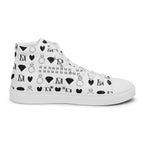White high-top canvas shoes from Daemon Luxury's Dim Diamonds Artica Blizzard Female collection, showing left inside view.