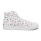White women's high-top canvas shoes with speckled diamond pattern from Daemon Luxury's Artica Blizzard Females collection.