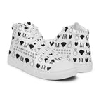White high-top canvas shoes for women from Daemon Luxury's Dim Diamonds Artica Blizzard collection, shown from the right side.