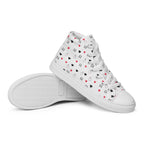 White women's high-top canvas shoes with speckled diamond design from Daemon Luxury Artica Blizzard collection.
