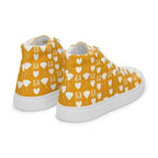 White women's high-top canvas shoes featuring frosted diamond detailing, designed by Daemon Luxury.