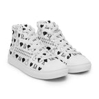 White high-top canvas shoes from Daemon Luxury's Dim Diamonds Artica Blizzard Female collection, shown from front right view.