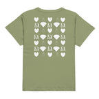 Women's high-waisted tee with frosted diamond design, artichoke color, from Daemon Luxury's Premio il Woman collection.