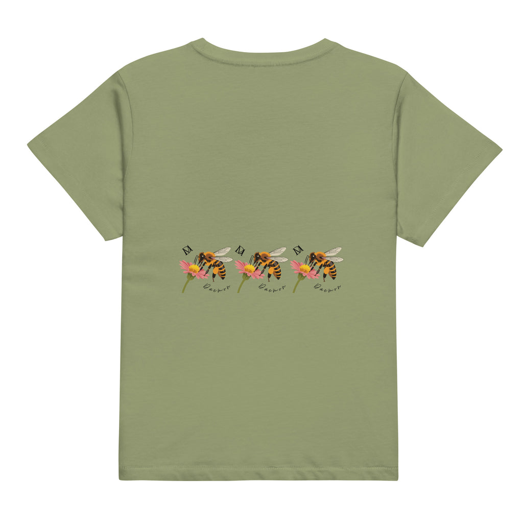 Women’s high-waisted tee by Daemon Luxury featuring an artichoke back design in Honeybee Shores Premio il collection.
