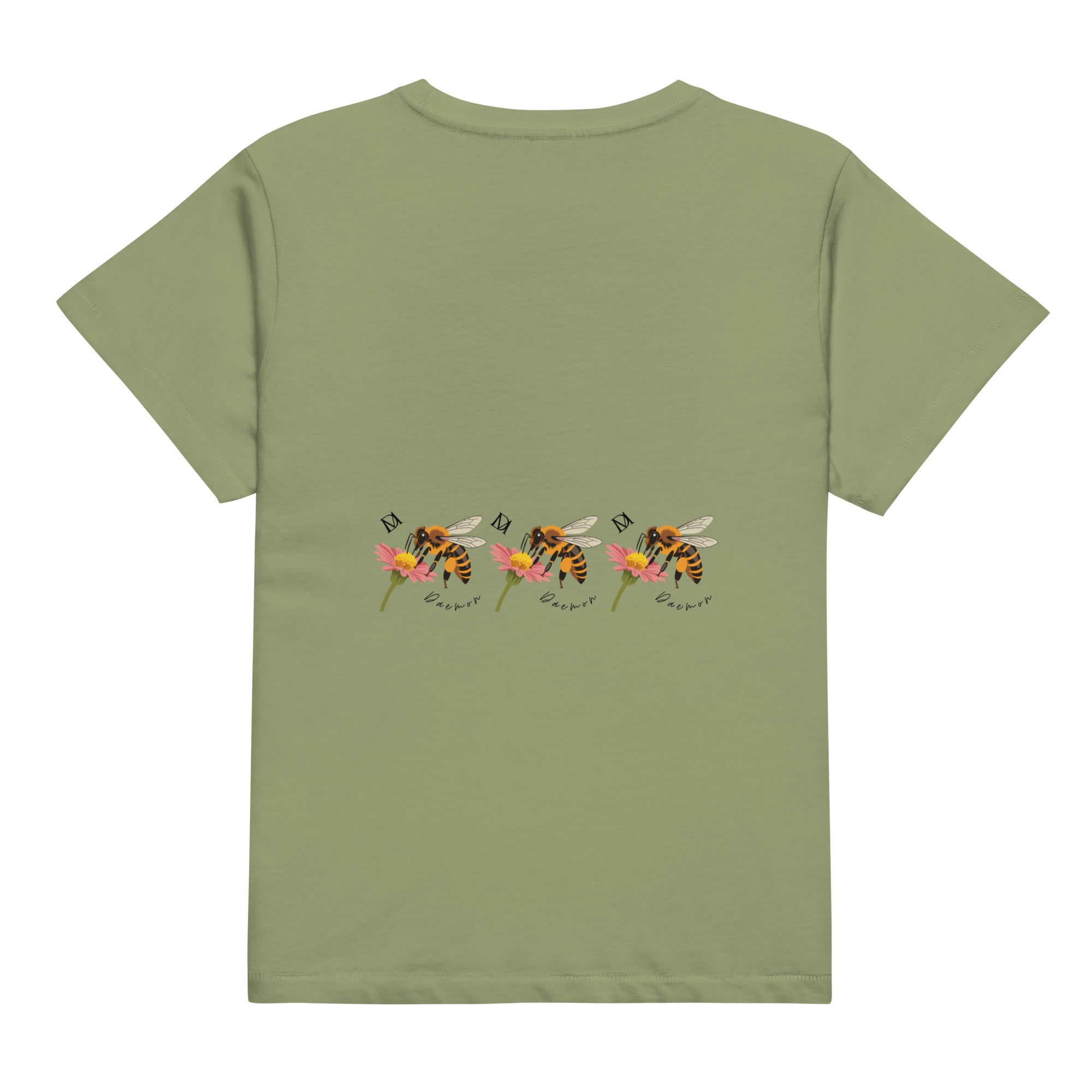 Women’s high-waisted tee by Daemon Luxury featuring an artichoke back design in Honeybee Shores Premio il collection.