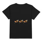 Black high-waisted women's tee from Honeybee Shores // Premio il Woman by Daemon Luxury, shown from the back.