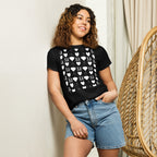 Women's high-waisted black T-shirt from Daemon Luxury's Frosted Diamonds Premio il Woman collection, front view.