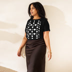 Women's high-waisted black tee featuring frosted diamond embellishments from Daemon Luxury's Premio il Woman collection.