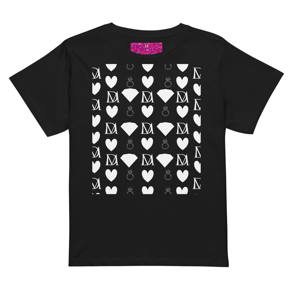 Women's high-waisted black tee featuring frosted diamond details from Daemon Luxury's Premio il Woman collection.
