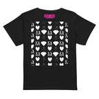 Women's high-waisted black tee featuring frosted diamond details from Daemon Luxury's Premio il Woman collection.