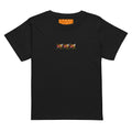 Black high-waisted women's T-shirt from Honeybee Shores Premio il Woman collection by Daemon Luxury, front view.