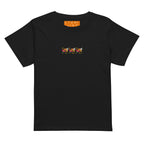 Black high-waisted women's T-shirt from Honeybee Shores Premio il Woman collection by Daemon Luxury, front view.