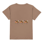 Women’s high-waisted latte-colored tee from Honeybee Shores by Daemon Luxury, shown from the back.