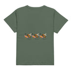 Women's high-waisted tee from Honeybee Shores Premio il Woman collection by Daemon Luxury, featuring a pine-colored back design.