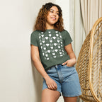 Daemon Luxury Frosted Diamonds Premio il Woman high-waisted women's tee with a pine front design.