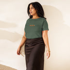 Women's high-waisted tee from Honeybee Shores for Premio il Woman by Daemon Luxury, featuring a pine front design.