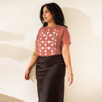 Women’s high-waisted tee in red sorbet from Daemon Luxury’s Frosted Diamonds Premio il Woman collection, shown from the front.