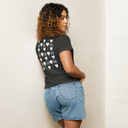 Women's high-waisted vintage black tee featuring frosted diamond accents from Daemon Luxury Premio il Woman collection