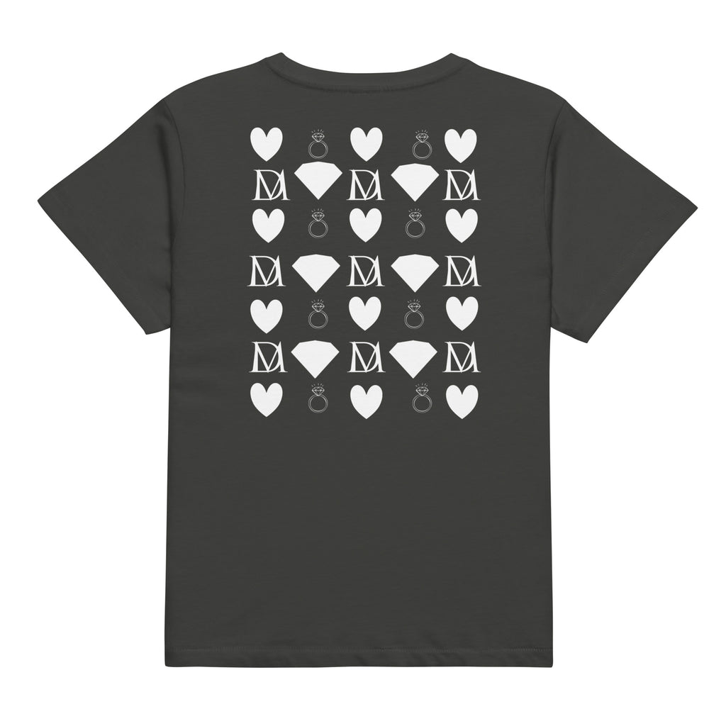 Women's high-waisted vintage black tee with frosted diamond details from Daemon Luxury's Premio il Woman collection.