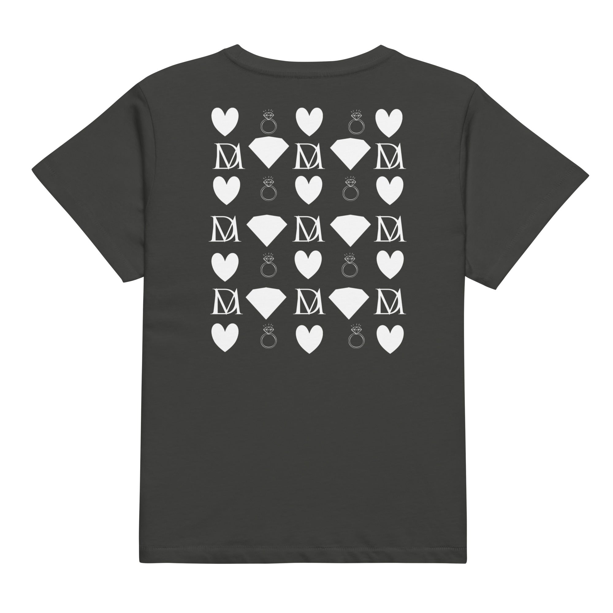 Women's high-waisted vintage black tee with frosted diamond details from Daemon Luxury's Premio il Woman collection.