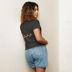 Daemon Luxury Honeybee Shores Premio il women's high-waisted vintage black tee, front view showing soft cotton fabric and relaxed fit.