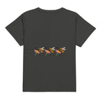 Daemon Luxury Honeybee Shores Premio il women's vintage black high-waisted tee, back view, casual stylish women's top