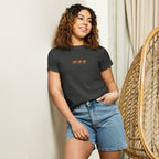Women's high-waisted vintage black tee by Daemon Luxury from the Honeybee Shores Premio il Woman collection.